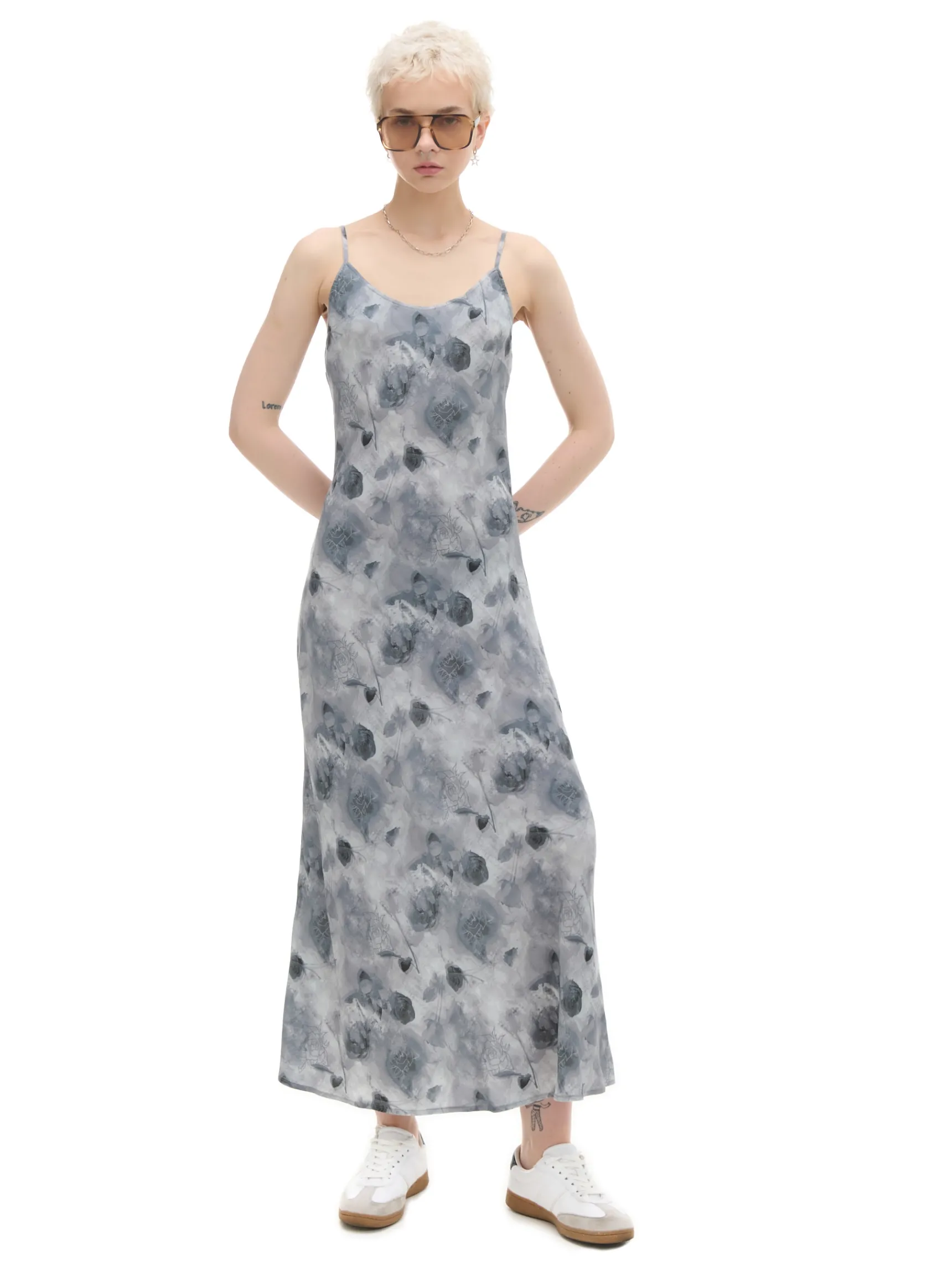 Discount Cropp Sukienka maxi z wiskozy jasnyszary