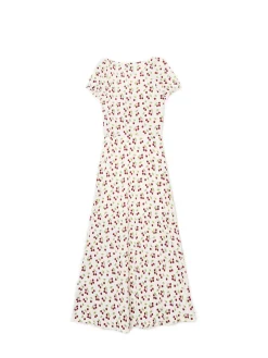 New Cropp Sukienka midi w wiśnie kremowy