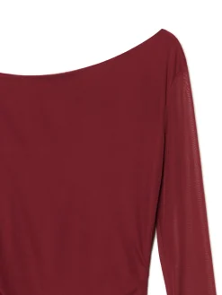 Hot Cropp Sukienka midi z odkrytym ramieniem kasztanowy