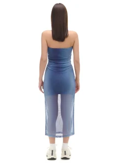 Sale Cropp Sukienka midi z printem all over niebieski