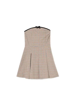 Hot Cropp Sukienka mini w kratę z plisami brązowy
