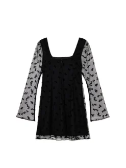 Clearance Cropp Sukienka mini z dekoracyjną siateczką czarny