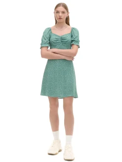 Online Cropp Sukienka mini z kwiatowym wzorem all over niebieski