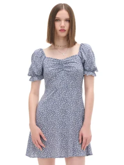Online Cropp Sukienka mini z kwiatowym wzorem all over surowygranatowy