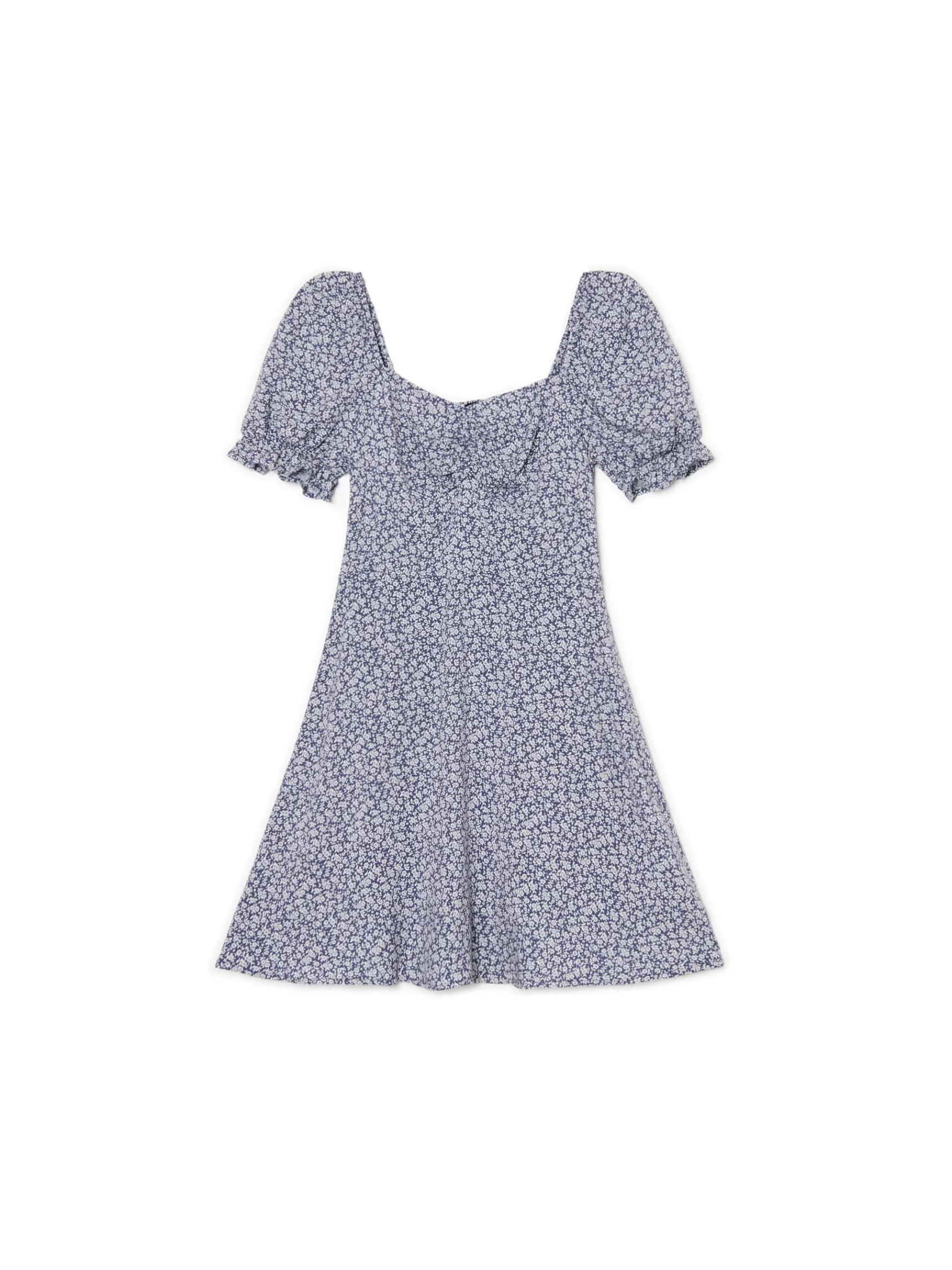 Online Cropp Sukienka mini z kwiatowym wzorem all over surowygranatowy