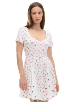 Discount Cropp Sukienka mini z wiskozy w kwiaty biały