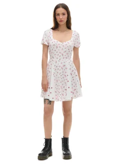 Discount Cropp Sukienka mini z wiskozy w kwiaty biały