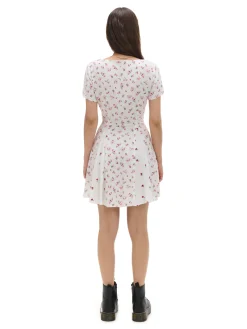 Discount Cropp Sukienka mini z wiskozy w kwiaty biały