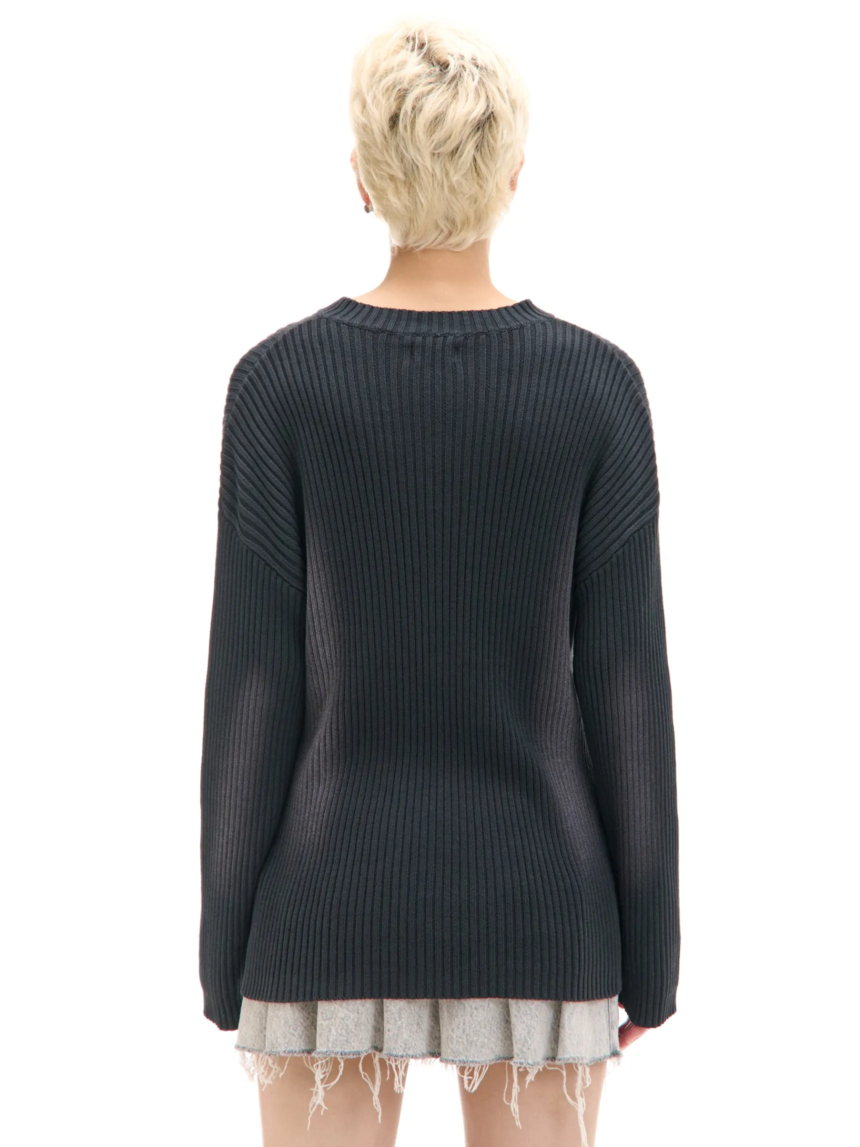 Online Cropp Sweter oversize z efektem sprania czarny