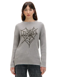 Sale Cropp Sweter oversize z nadrukiem serca szary