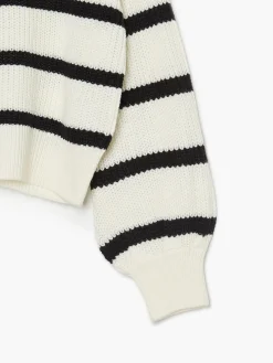 Hot Cropp Sweter w czarne paski kremowy