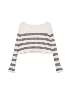 Best Cropp Sweter w poziome paski jasnyszary