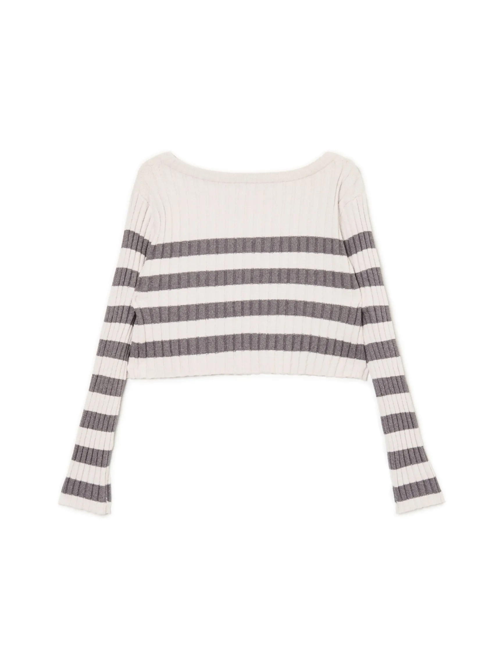 Best Cropp Sweter w poziome paski jasnyszary