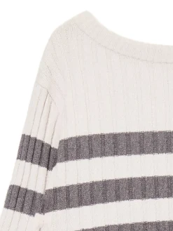 Best Cropp Sweter w poziome paski jasnyszary