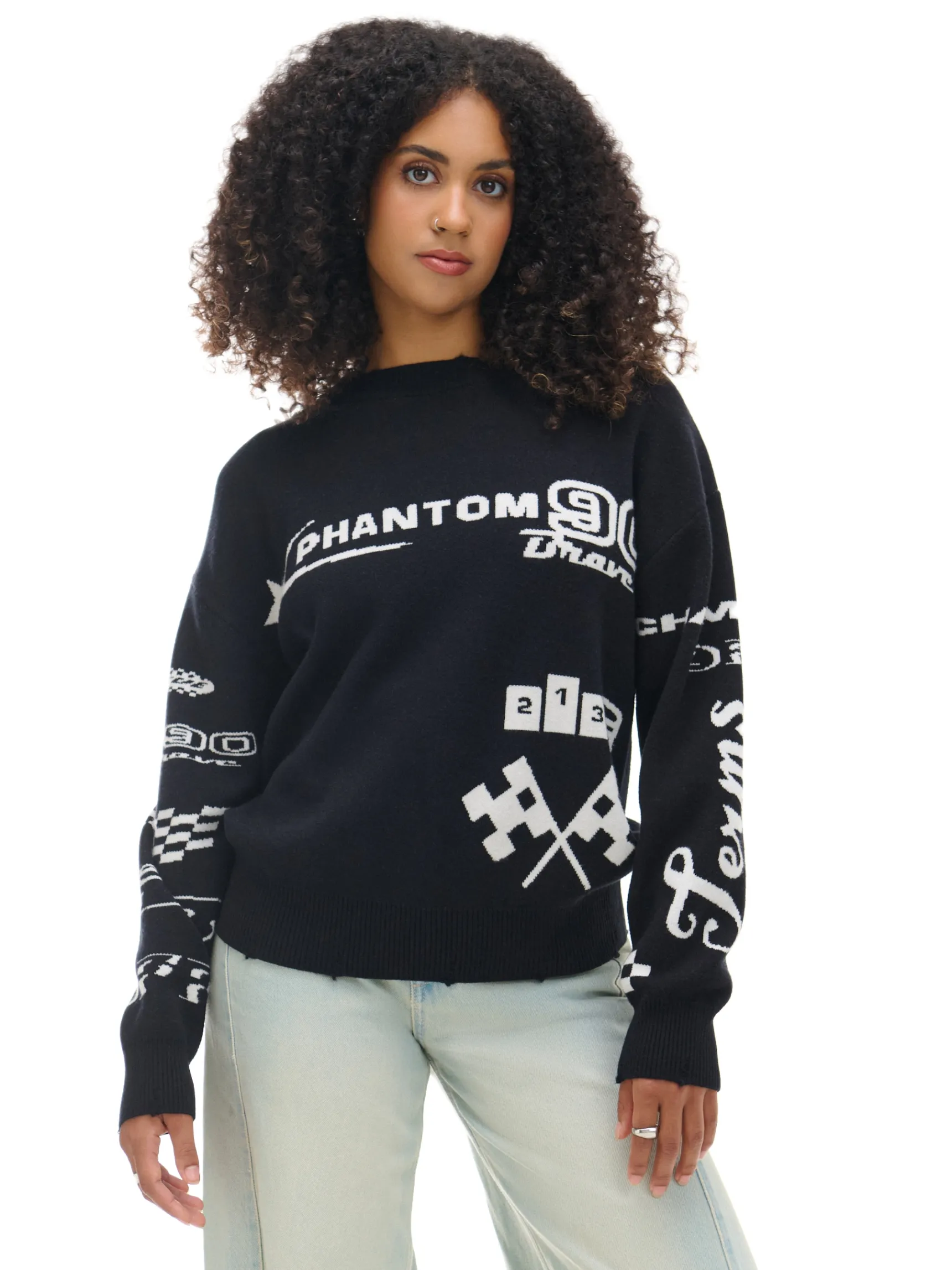 Outlet Cropp Sweter w racingowym stylu czarny