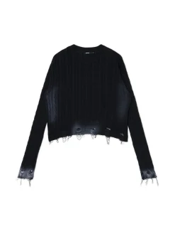 Best Cropp Sweter z miejscowym efektem wybielenia czarny
