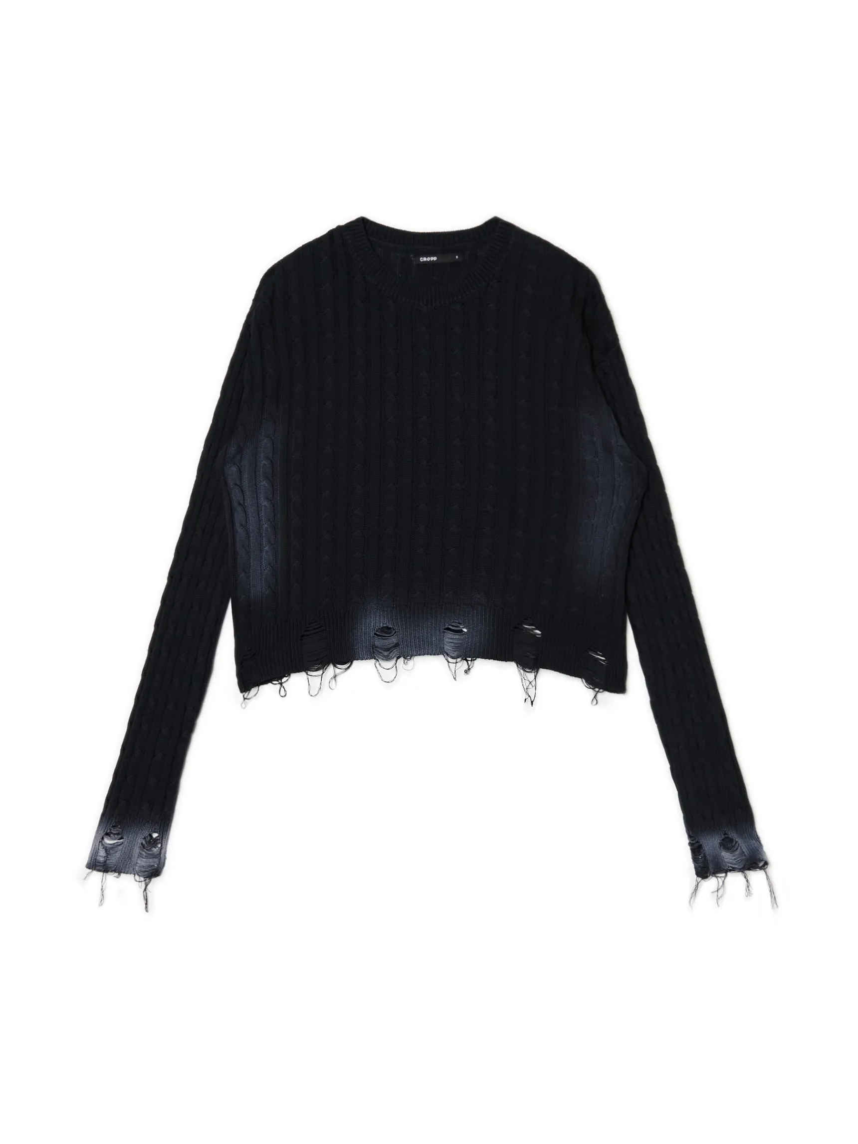 Best Cropp Sweter z miejscowym efektem wybielenia czarny
