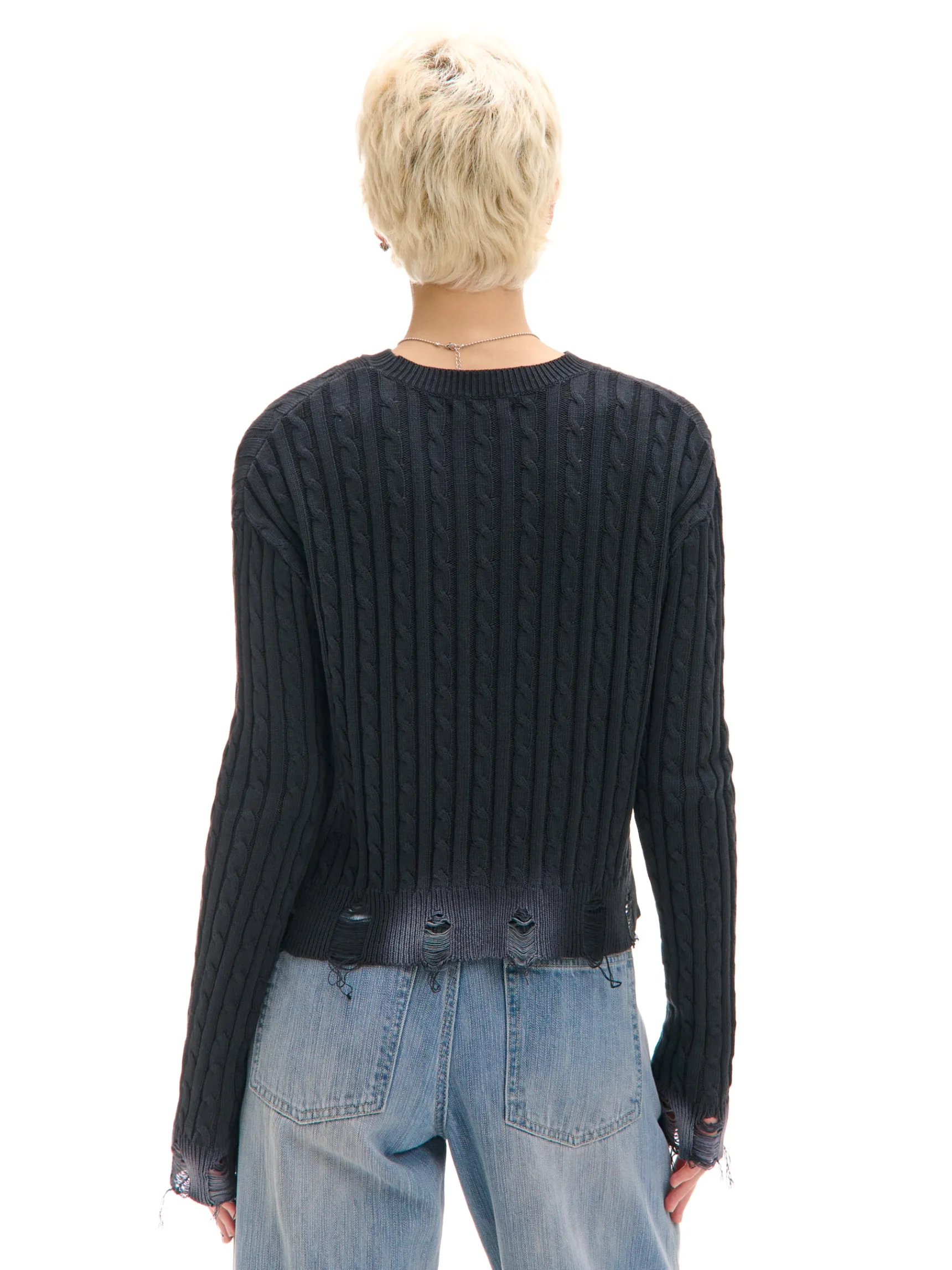 Best Cropp Sweter z miejscowym efektem wybielenia czarny