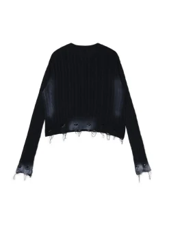 Best Cropp Sweter z miejscowym efektem wybielenia czarny