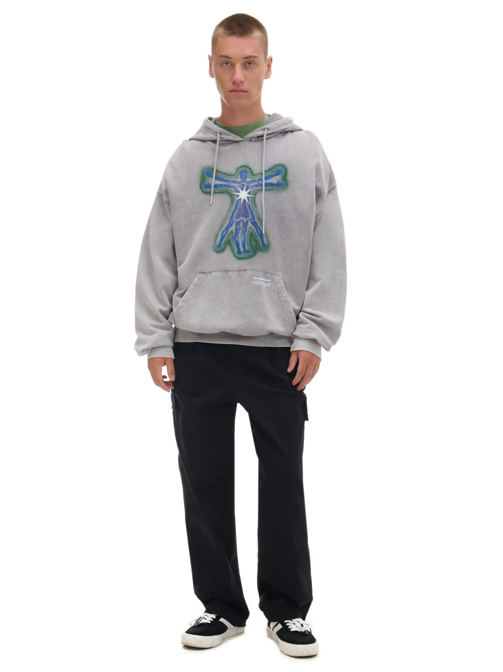 Hot Cropp Szara bluza hoodie z nadrukiem jasnyszary