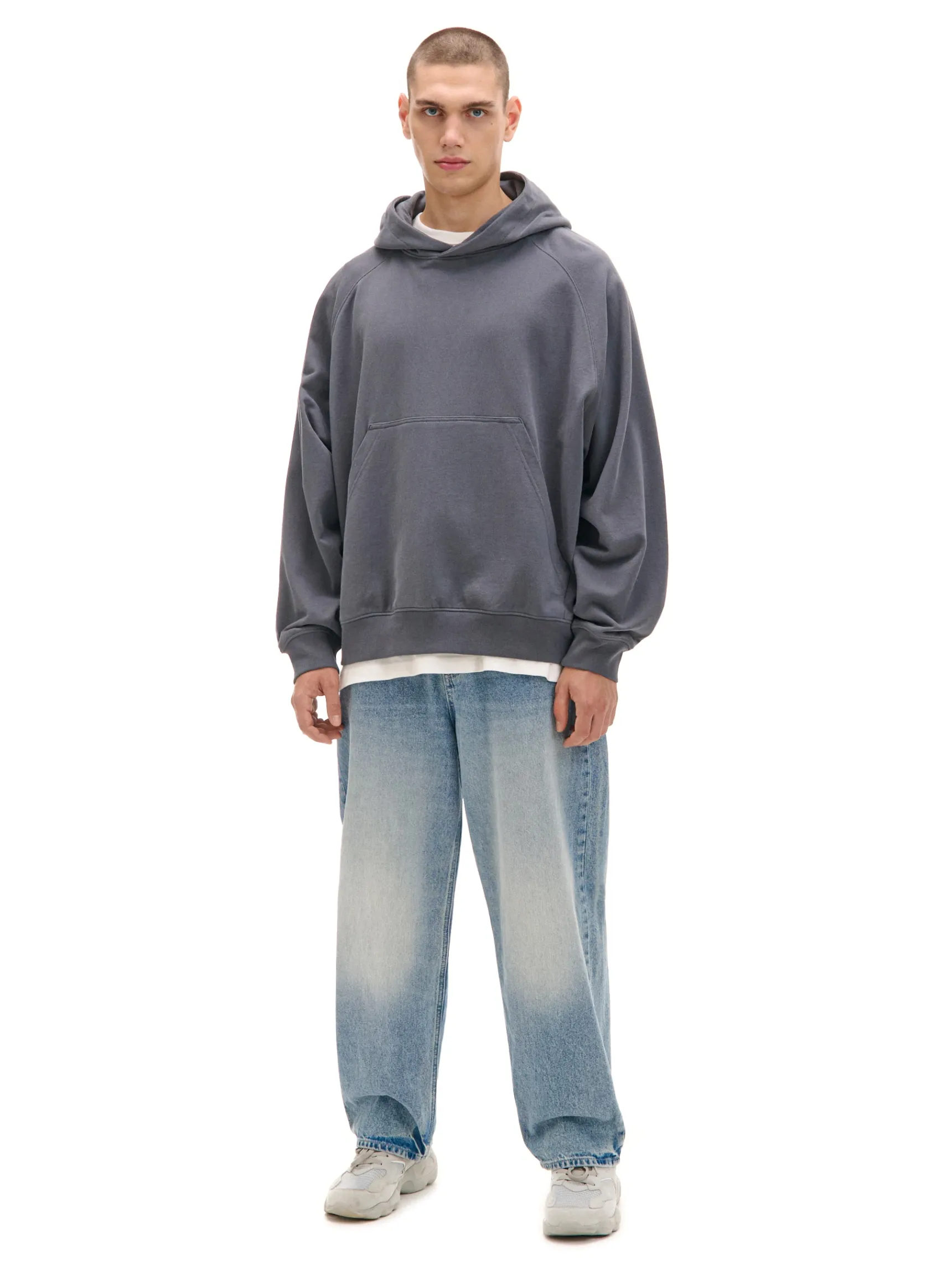 Outlet Cropp Szara bluza oversize z kapturem szary