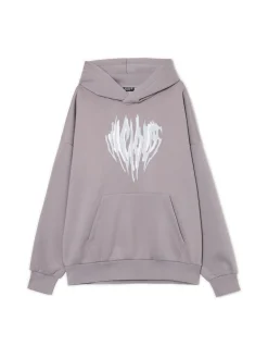 Hot Cropp Szara bluza z kapturem i nadrukiem UNISEX szary