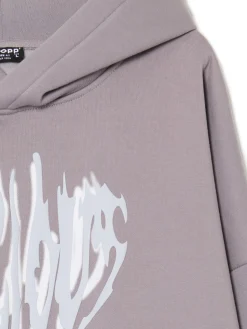 Hot Cropp Szara bluza z kapturem i nadrukiem UNISEX szary