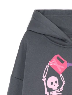 Sale Cropp Szara bluza z kapturem i nadrukiem szary