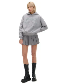 Discount Cropp Szara bluza z kapturem i nadrukiem jasnyszary