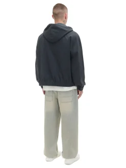 Outlet Cropp Szara jeansowa kurtka z kapturem szary
