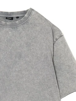 Outlet Cropp Szara koszulka acid wash jasnyszary