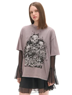 Hot Cropp Szara koszulka z motywem kościotrupów UNISEX szary