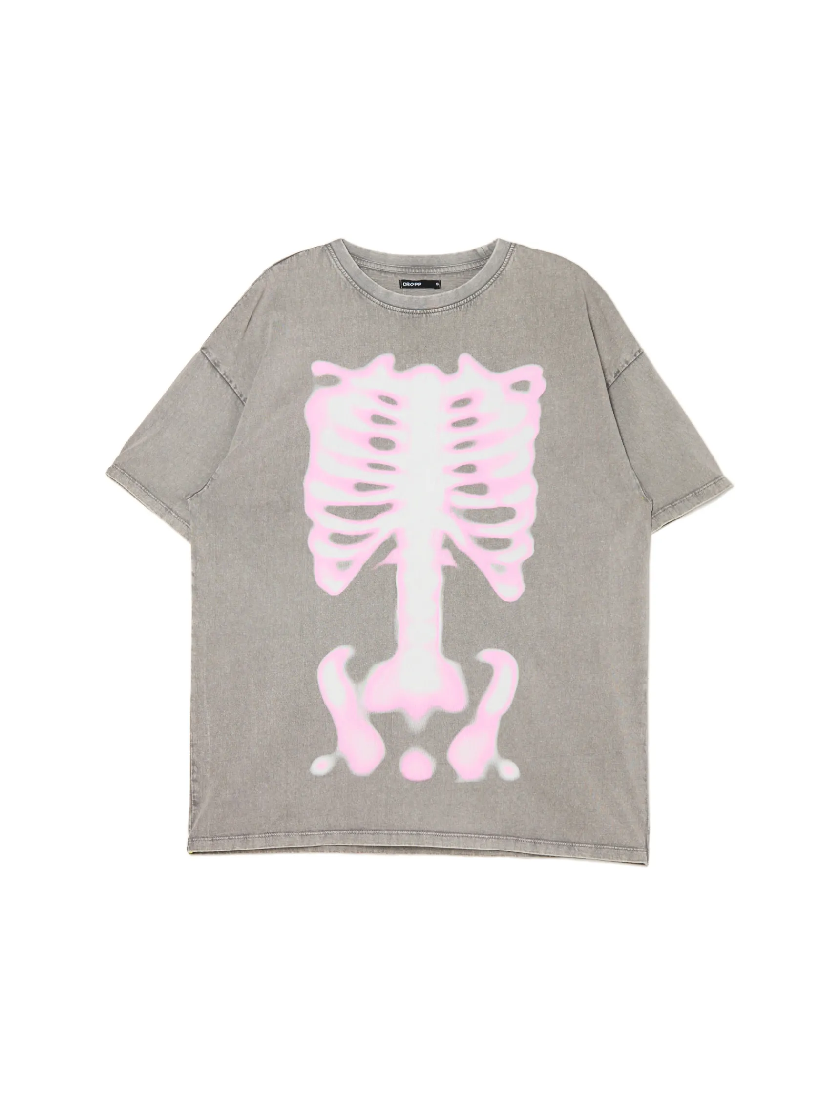 Best Cropp Szara koszulka z nadrukiem UNISEX jasnyszary