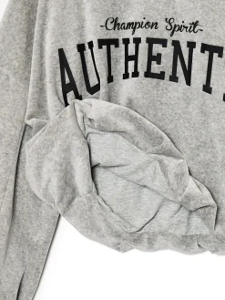 Online Cropp Szara krótka bluza boxy jasnyszary