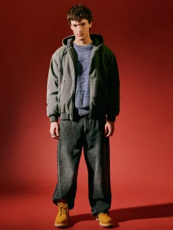 Hot Cropp Szara kurtka bomber z kapturem szary