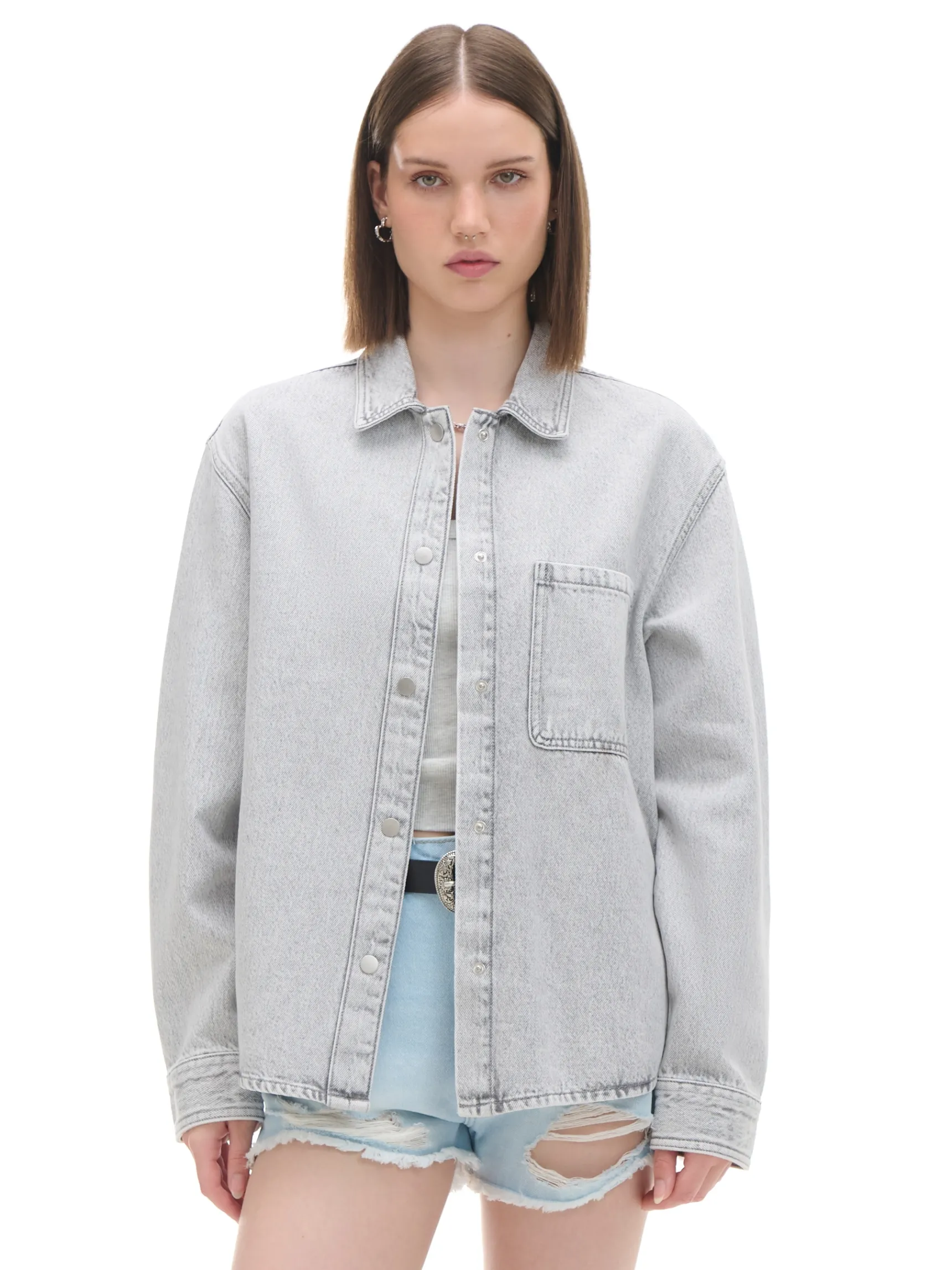 Best Cropp Szara kurtka jeansowa wielobarwny
