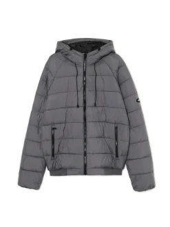 Clearance Cropp Szara pikowana kurtka z kapturem szary