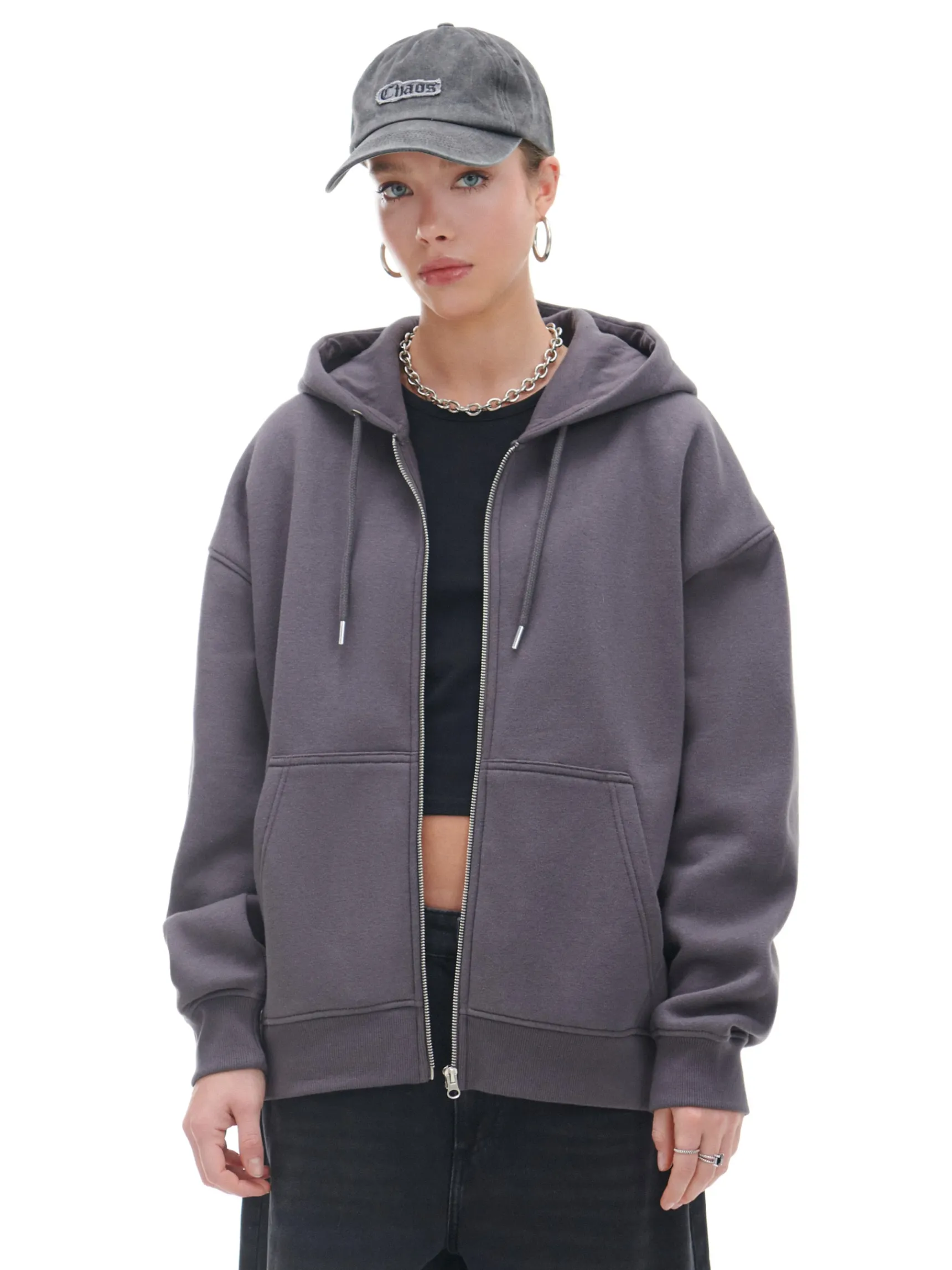 Best Cropp Szara rozpinana bluza oversize szary