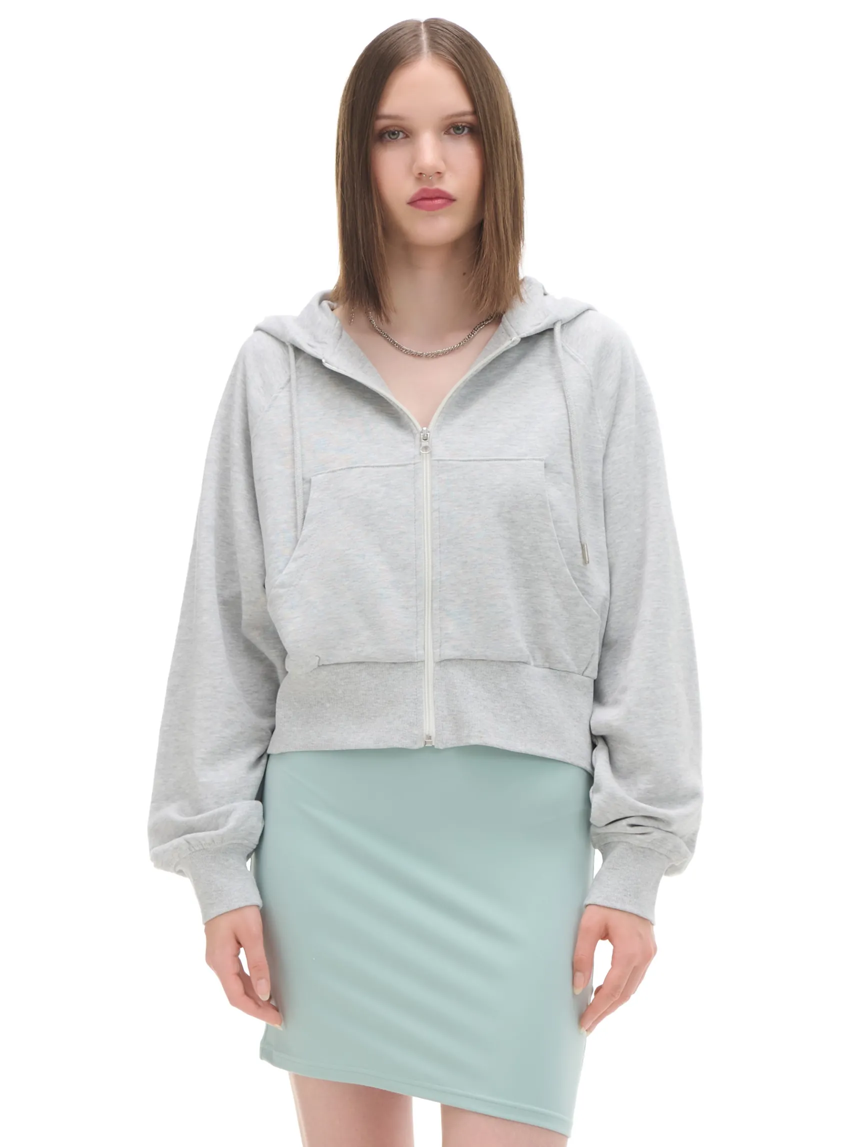 Clearance Cropp Szara rozpinana bluza z kapturem jasnyszary
