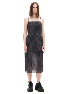 Clearance Cropp Szara sukienka midi w kwiaty zielony