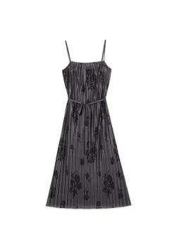 Clearance Cropp Szara sukienka midi w kwiaty zielony