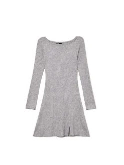 Sale Cropp Szara sukienka mini z długimi rękawami szary