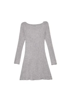 Sale Cropp Szara sukienka mini z długimi rękawami szary