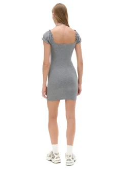 Hot Cropp Szara sukienka mini z krótkimi rękawkami jasnyszary