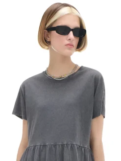 Discount Cropp Szara sukienka mini z marszczeniami szary