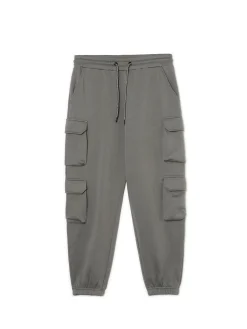 Discount Cropp Szare dresowe joggery z kieszeniami cargo szary