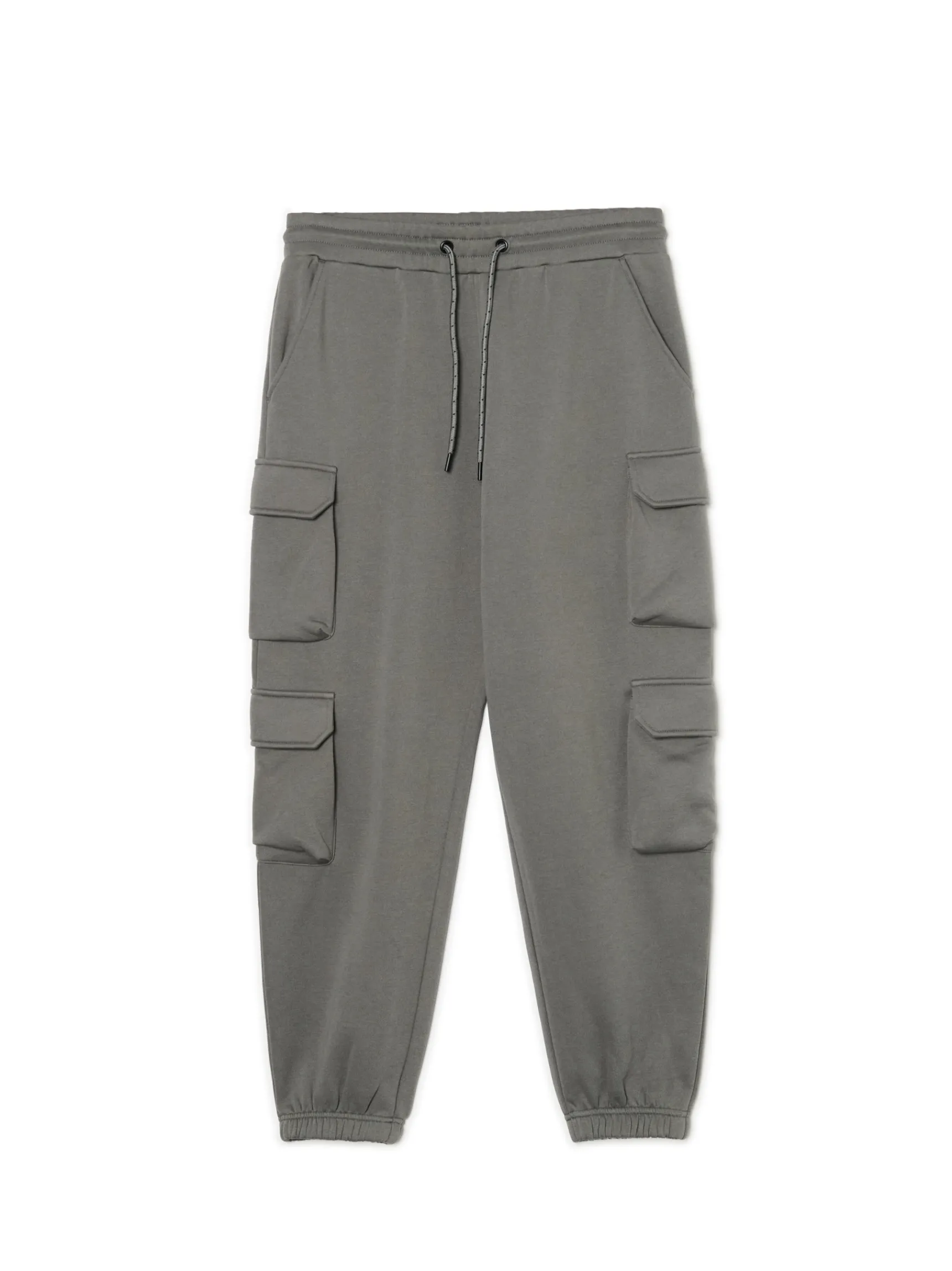 Discount Cropp Szare dresowe joggery z kieszeniami cargo szary