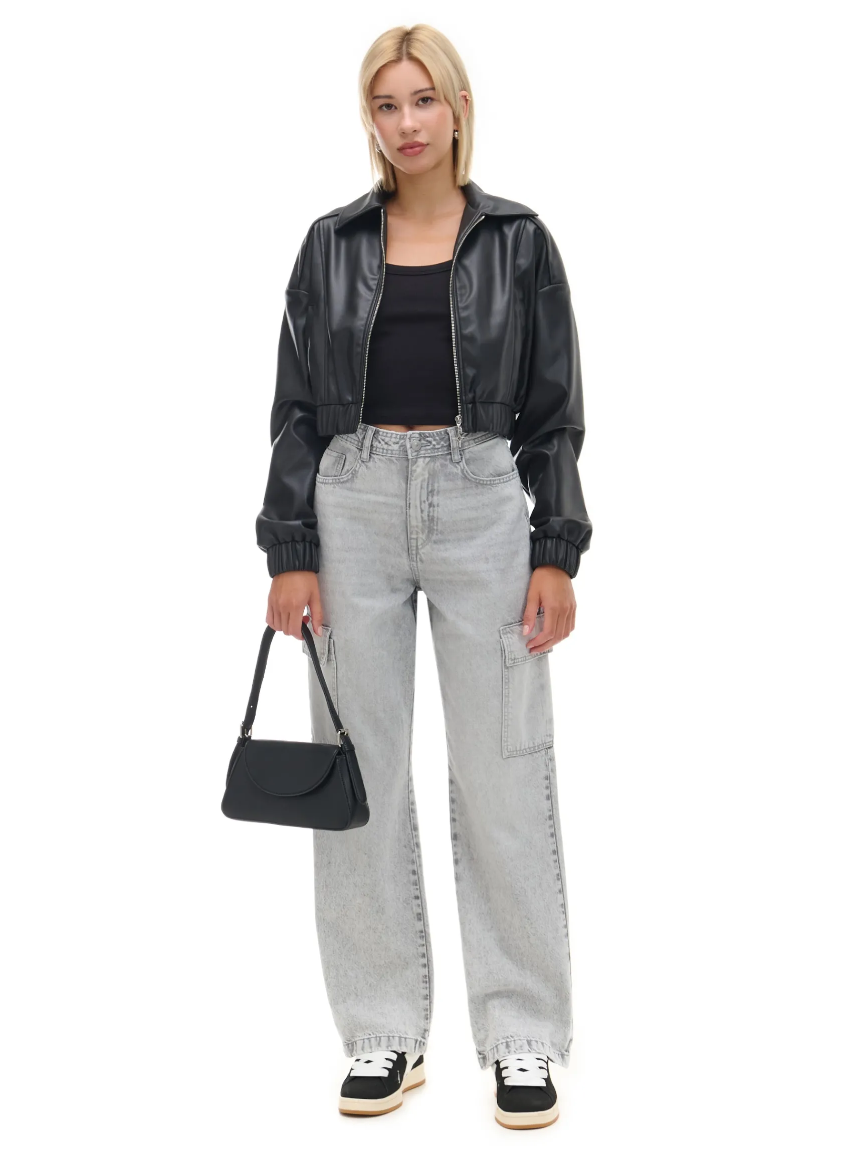 Sale Cropp Szare jeansy baggy jasnyszary