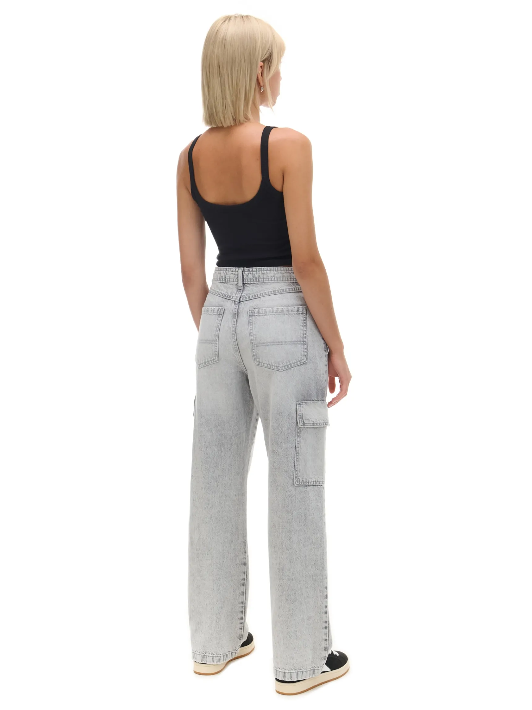Sale Cropp Szare jeansy baggy jasnyszary