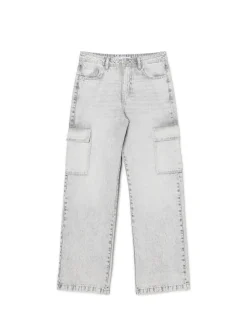 Sale Cropp Szare jeansy baggy jasnyszary